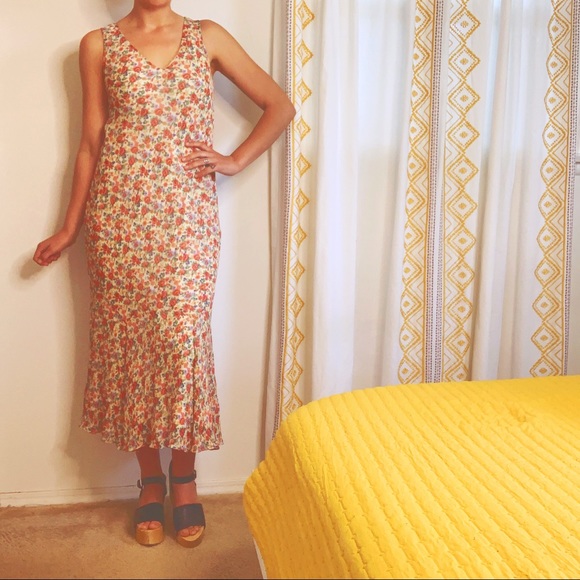 Ralph Lauren Dresses & Skirts - VTG 90s Ralph Lauren 100% Silk Floral Maxi Dress
